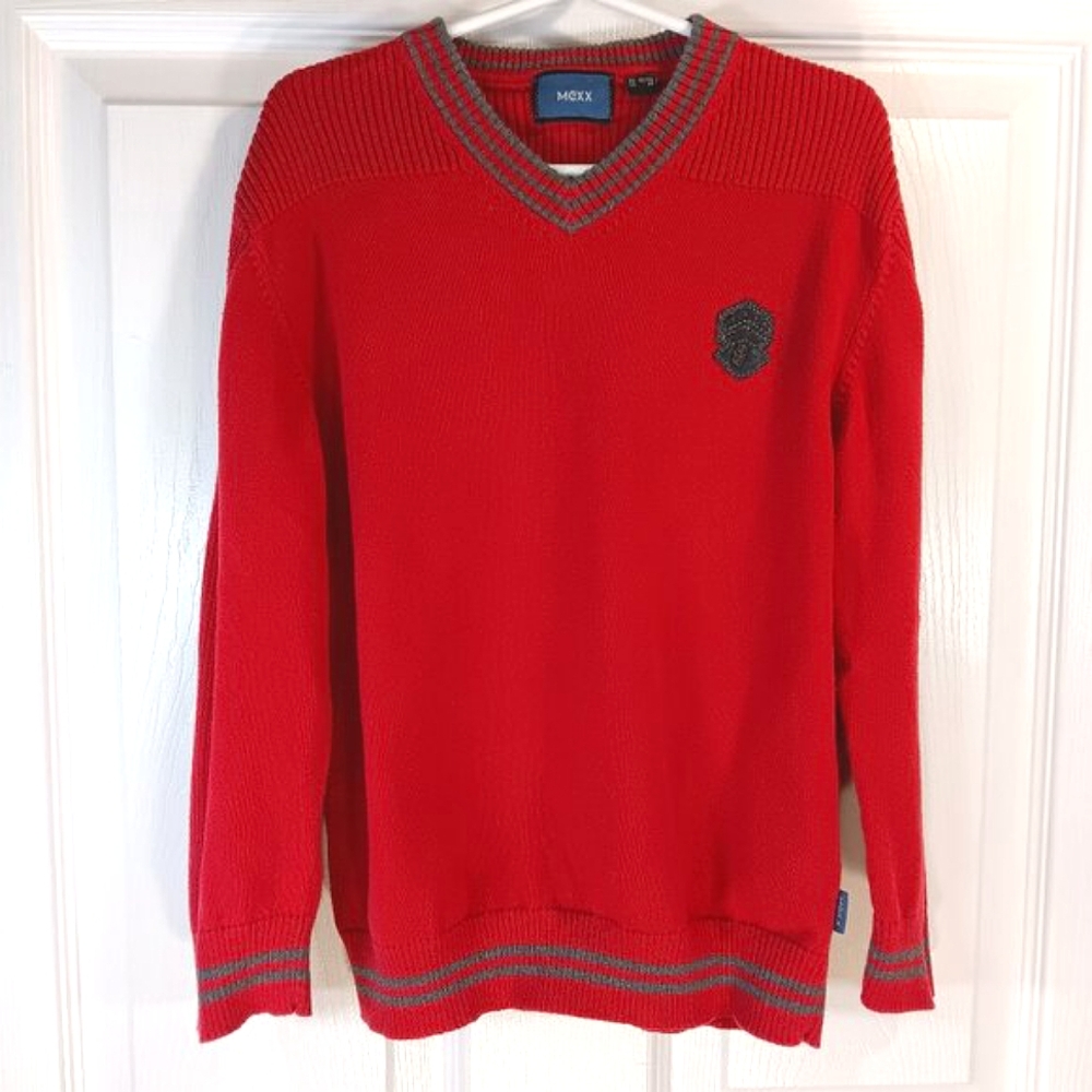 NWOT Mexx Kids Red V-Neck Knit Sweater Boys Size 7-8